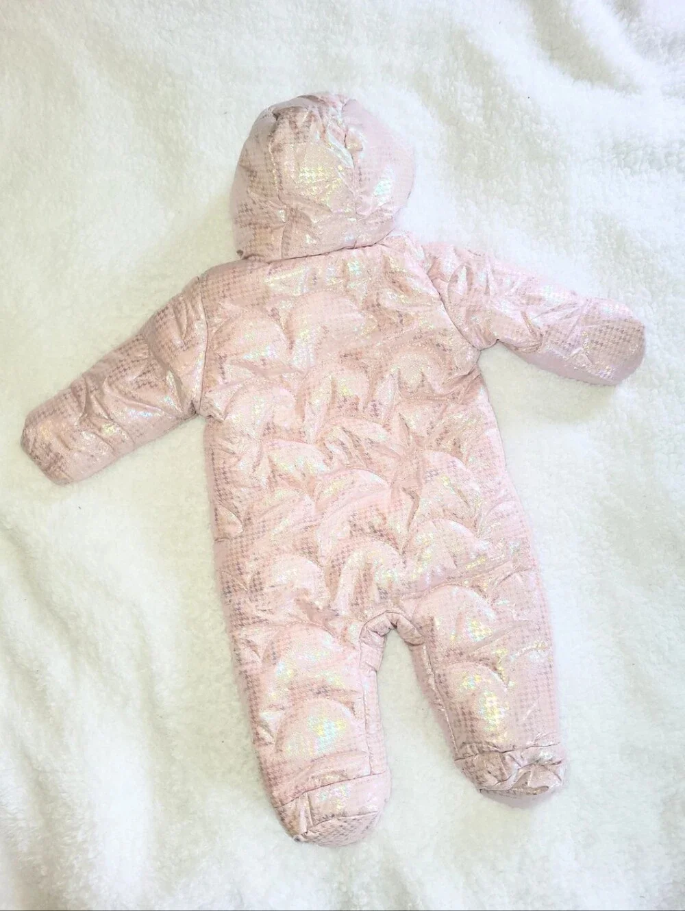 NWOT Kensie Baby Girl Pink Iridescent Snowsuit Baby Bunting Pram 3-6 Months